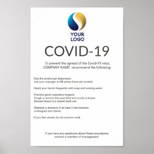 Covid-19 Add Your Logo Professional Staff Notice Poster