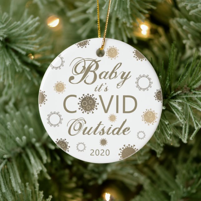 COVID-19 Baby It's COVID Outside 2020 Photo Ceramic Ornament (Tree)