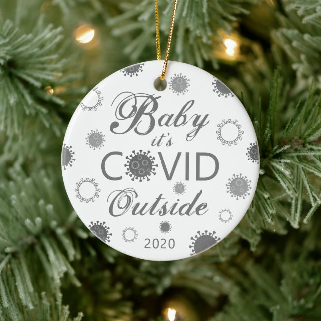 COVID-19 Baby It's COVID Outside 2020 Photo Name Ceramic Ornament (Tree)