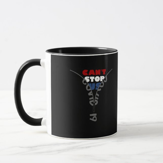 COVID-19 Cant Stop US red white and blue Mug (Left)
