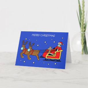 Covid 19 Christmas 202 Santa and Sleigh Holiday Ca Card