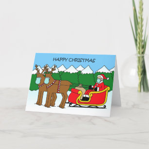 Covid 19 Christmas Santa and Sleigh Holiday C Card