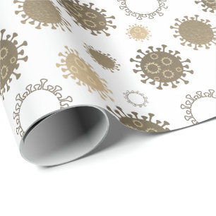 COVID-19 Corona Virus Pattern Gold Wrapping Paper
