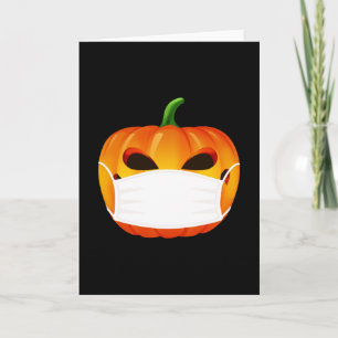 Covid 19 Coronavirus Mask Halloween Pumpkin Card
