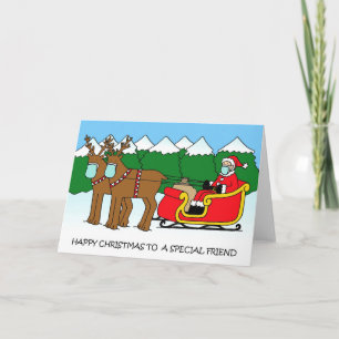Covid 19 Happy Christmas Friend, Santa Cartoon. Card