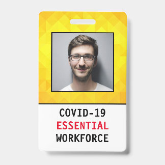 COVID-19 Novel Coronavirus Essential Worker Badge ID Badge