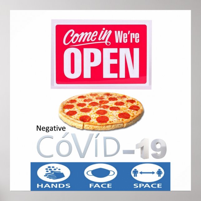 Covid 19 Pizzeria Store Open Sign Poster Matte (Front)