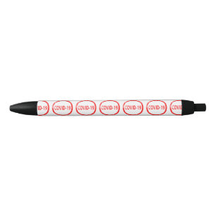 Covid 19 Red Rubber Ink Stamp Black Ink Pen