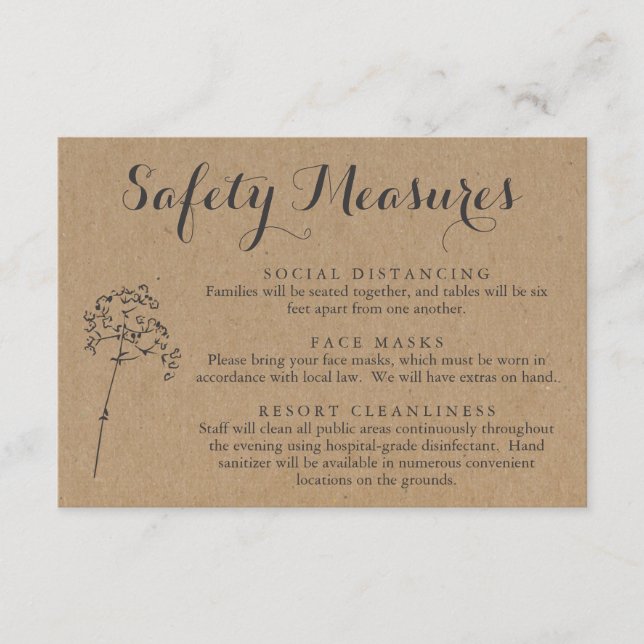 Covid 19 Safety Mask Social Distancing Information Enclosure Card (Front)