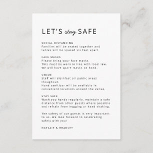 Covid 19 Safety Measures Clean Simple Wedding Enclosure Card