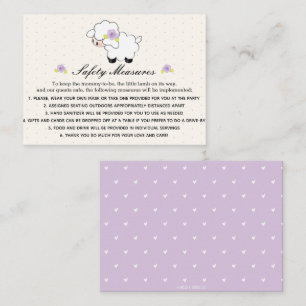 Covid 19 Safety Measures Purple Lamb Baby Shower Enclosure Card