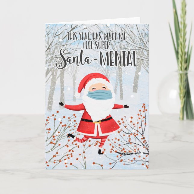 Covid-19 Santa face mask extra sentimental Card (Front)