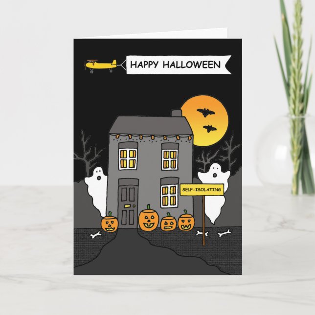 Covid 19 Self-isolation Halloween Spooky House Card (Front)