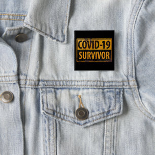 COVID-19 SURVIVOR - Encouraging - Black Metal Sign 15 Cm Square Badge