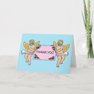 Covid 19 Thank You Cherubs Wearing Face Masks Card
