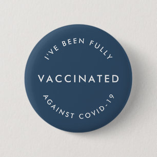 Covid-19 Vaccinated Blue Modern Covid Vaccine 6 Cm Round Badge