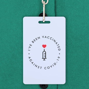 Covid-19 Vaccinated Modern Blue Heart Needle ID Badge