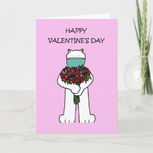 Covid 19 Valentine Cat in a Facemask Card