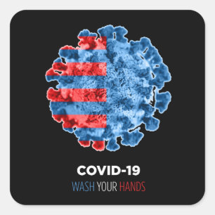 COVID-19 Wash Your Hand Square Sticker