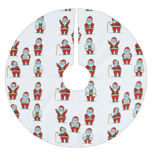 covid christmas face mask doctor santa claus brushed polyester tree skirt