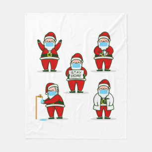 covid christmas face mask doctor santa claus fleece blanket