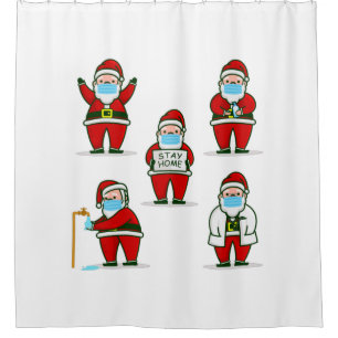 covid christmas face mask doctor santa claus shower curtain