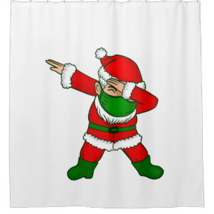 covid christmas face mask santa claus dabbing shower curtain