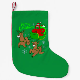 covid christmas face mask santa reindeer sleigh small christmas stocking