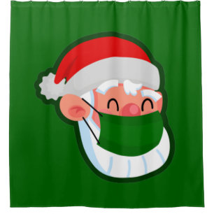 covid christmas face mask santa shower curtain