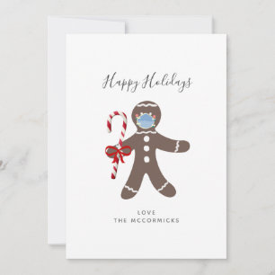 Covid Christmas Funny Face Mask Gingerbread Man Holiday Card