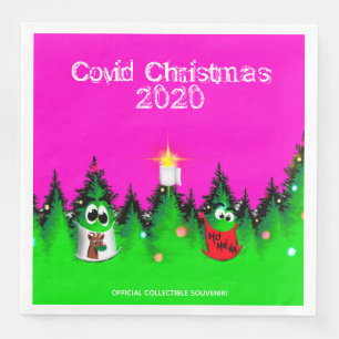 Covid Christmas funny mask wearing christmas trees Napkin