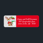 Covid Christmas Reindeer Snowman Face Mask Return Address Label<br><div class="desc">This design was created though digital art. It may be personalised in the area provide or customising by choosing the click to customise further option and changing the name, initials or words. You may also change the text colour and style or delete the text for an image only design. Contact...</div>