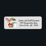 Covid Christmas Reindeer Snowman Face Mask Return Address Label<br><div class="desc">This design was created though digital art. It may be personalised in the area provide or customising by choosing the click to customise further option and changing the name, initials or words. You may also change the text colour and style or delete the text for an image only design. Contact...</div>