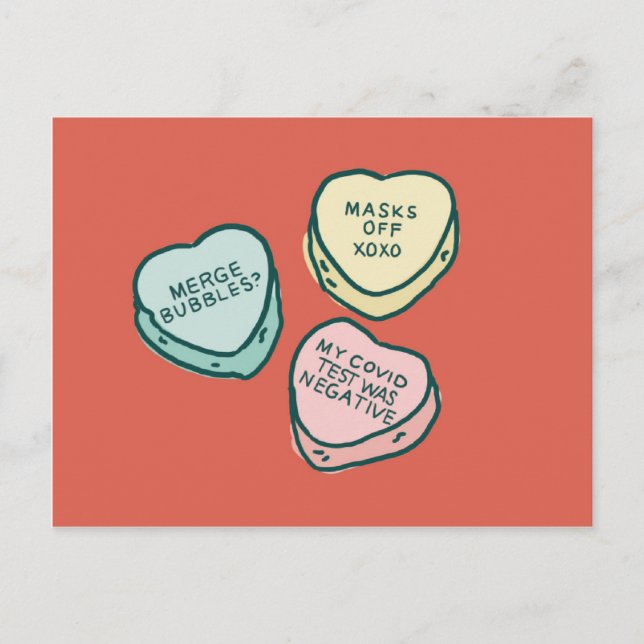 Covid Conversation Hearts Funny Valentine's Card (Front)