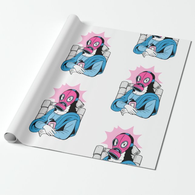 covid face mask mona lisa funny wrapping paper (Unrolled)