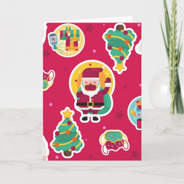 covid face mask santa tree invitation (Front)