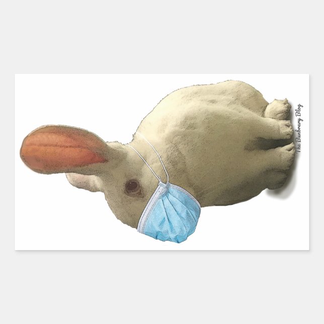 COVID Mask Rabbit Sticker (white) (Front)