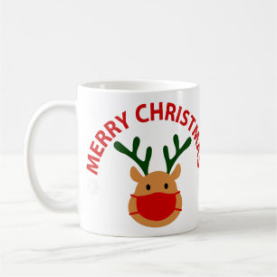 covid merry christmas face mask reindeer coffee mug