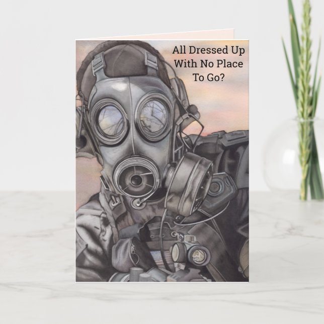 Covid Prepper Gas Mask Personalise Birthday Card (Front)