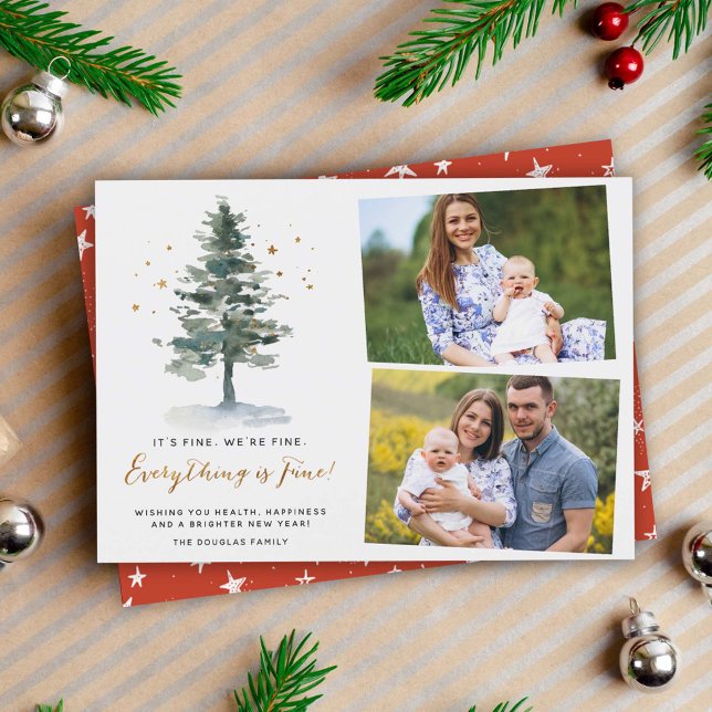 Covid Quarantine Everything is Fine 2 Photo Holiday Card (Creator Uploaded)