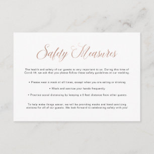Covid Safety Guidelines   Wedding Rose Gold Enclosure Card