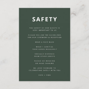 Covid Safety Measures Dark Green Scandi Wedding Enclosure Card
