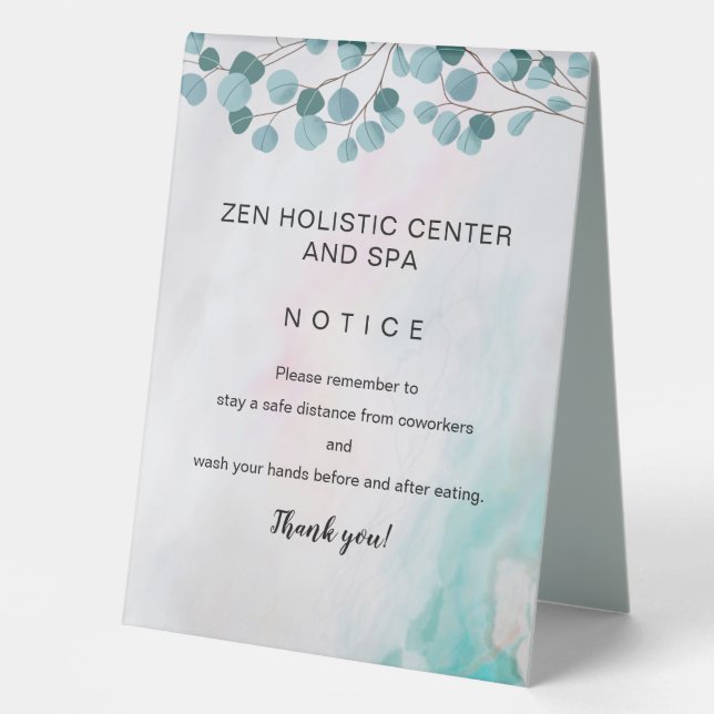 COVID Safety Teal Business Spa Break Room (Front)