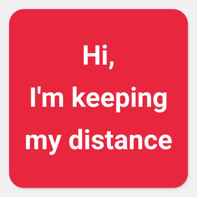 Covid Social Distancing Colour Coded Red Square Sticker (Front)