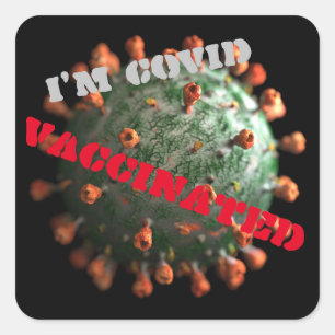Covid vaccinated square sticker