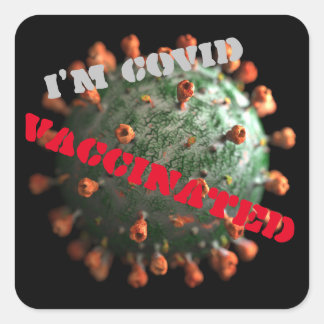 Covid vaccinated square sticker