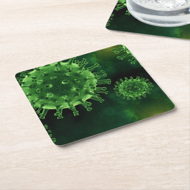 Covid Virus Pathogen Infection Square Paper Coaster (Angled)