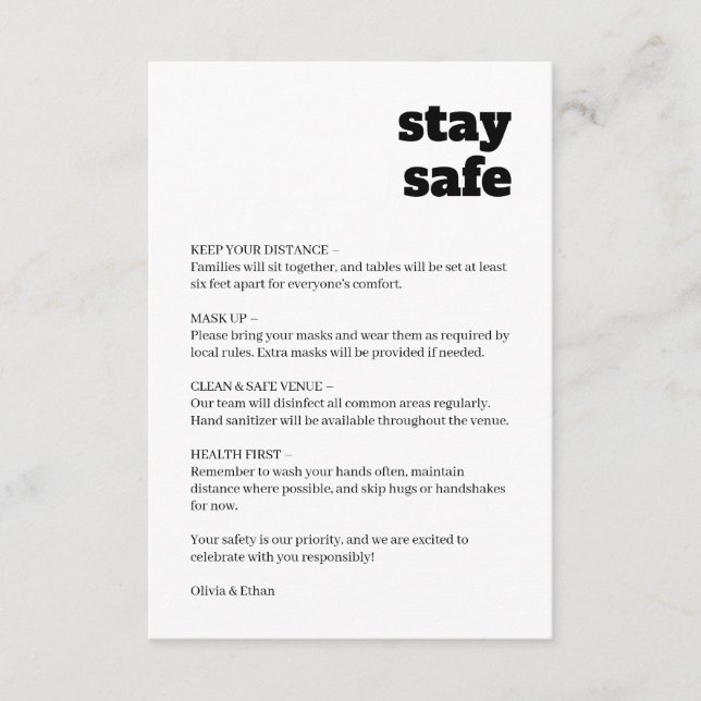 Covid Wedding Safety Modern Retro Card (Front)