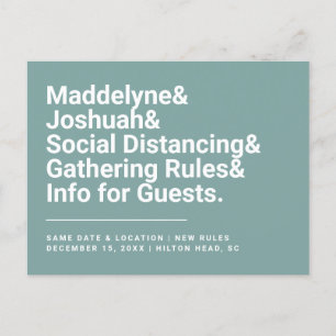 Covid Wedding Safety Rules Postcard Green