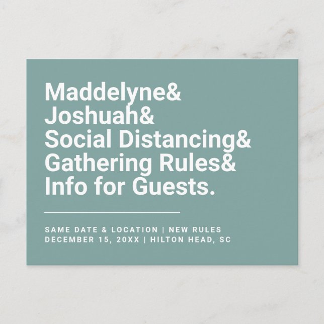 Covid Wedding Safety Rules Postcard Green (Front)